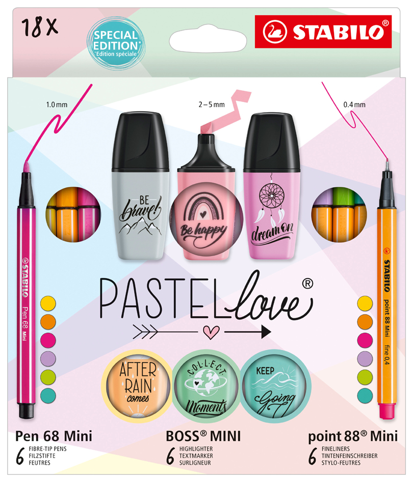 STABILO Stifte-Set Mini World Pastellove, 18er Etui von Stabilo