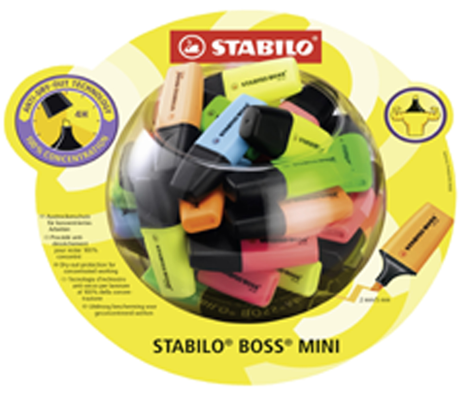 STABILO Textmarker BOSS MINI, 50er Bobonglas STABILO Textmarker BOSS MINI, 50er Bobonglas von Stabilo
