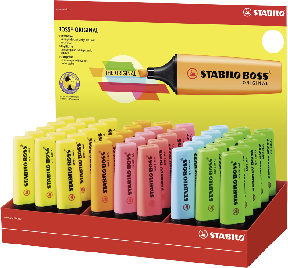 STABILO Textmarker BOSS ORIGINAL, 45er Karton-Display von Stabilo