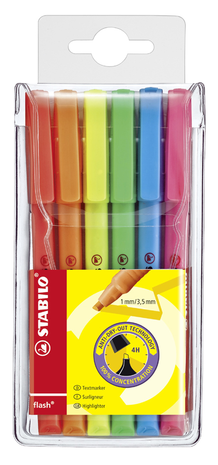 STABILO Textmarker flash, 6er PP-Etui von Stabilo