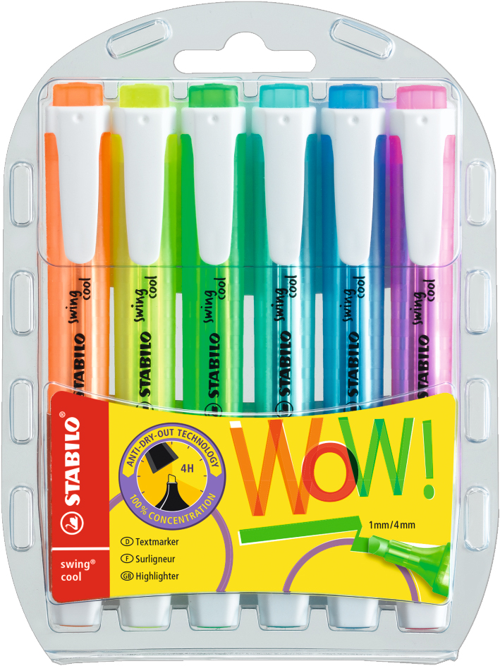 STABILO Textmarker swing cool, 4er PET-Etui von Stabilo
