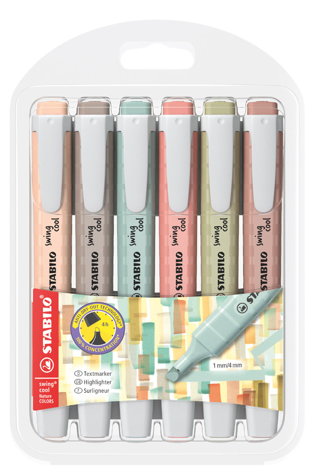 STABILO Textmarker swing cool NatureCOLORS, 6er Etui von Stabilo