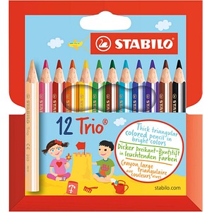 STABILO Trio® dick und kurz Buntstifte farbsortiert, 12 St. von Stabilo