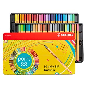 STABILO point 88 Fineliner farbsortiert 0,4 mm, 50 St. von Stabilo