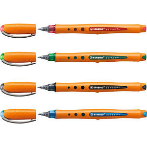 STABILO worker®+ Tintenroller orange 0,3 mm, Schreibfarbe: farbsortiert, 4 St. von Stabilo