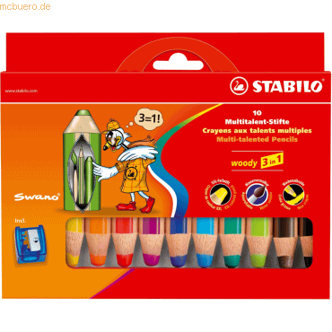 Stabilo Holzfarbstift woody 3 in 1 Kartonetui mit 10 Stiften und 1 Spi Stabilo Holzfarbstift woody 3 in 1 Kartonetui mit 10 Stiften und 1 Spi von Stabilo