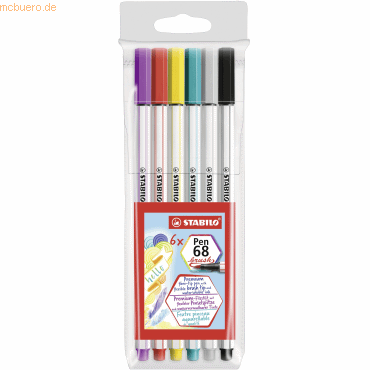 Stabilo Premium-Filzstift mit Pinselspitze Pen 68 brush Etui VE=6 Farb von Stabilo