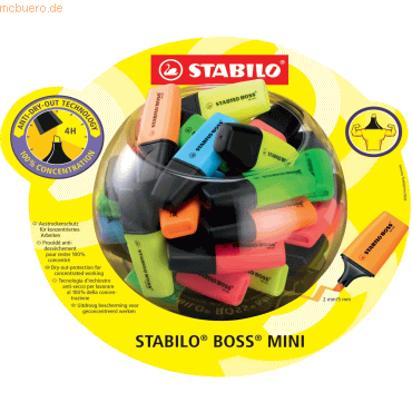 Stabilo Textmarker Boss Mini Bonbonglas VE=50 Stück Stabilo Textmarker Boss Mini Bonbonglas VE=50 Stück von Stabilo
