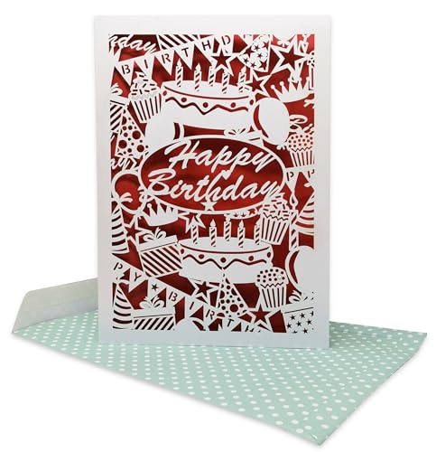 Stachelschwein Grusskarten A4-Grußkarte - Extra große Grußkarte mit aufwändigem und detailliertem Schnitt (Happy Birthday) von Stachelschwein Grusskarten