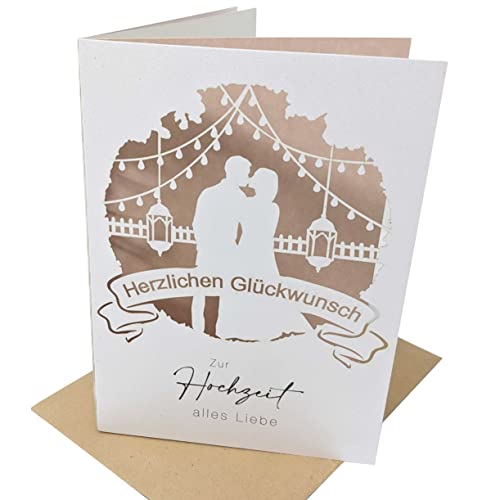 Stachelschwein Grusskarten Karte für Hochzeit - Detaillierte Papierschnitt Hochzeitskarte (Brautpaar) von Stachelschwein Grusskarten