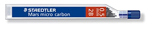 Staedtler® Feinmine Mars® micro carbon 250, 0,5 mm, 2B, schwarz, 12 Minen Farbe tiefschwarz Minenstärke 0,5 mm Härtegrad 2B von Staedtler®