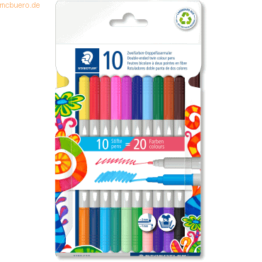 10 x Staedtler Doppelfasermaler 3280 zweifarbig 1-3mm VE=10 Stück (20 10 x Staedtler Doppelfasermaler 3280 zweifarbig 1-3mm VE=10 Stück (20 von Staedtler
