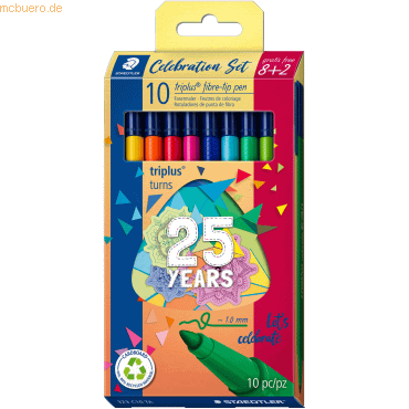 10 x Staedtler Fasermaler triplus color ca. 1,0mm VE=10 Farben anniver von Staedtler