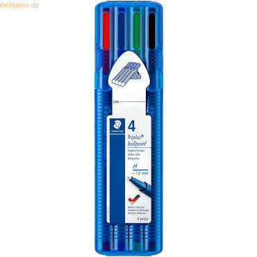 10 x Staedtler Kugelschreiber triplus ball Kappenmodell M VE=4 Farben 10 x Staedtler Kugelschreiber triplus ball Kappenmodell M VE=4 Farben von Staedtler