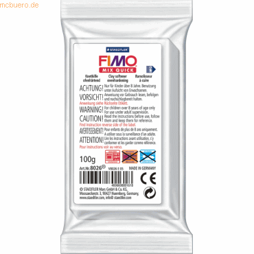 10 x Staedtler Modelliermasse Fimo Mix Quick Knethilfe von Staedtler