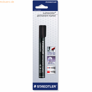 10 x Staedtler Permanentmarker Lumocolor 2mm Rundspitze schwarz von Staedtler