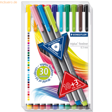 20 x Staedtler Feinschreiber triplus fineliner 0,3mm Set mit 13 Farben von Staedtler