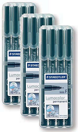 3 Boxen Staedtler 318-9WP4HZ Lumocolor permanent F Folienstift schwarz, 2x 4 Stück in aufstellbarer Staedtler-Box (3) von Staedtler