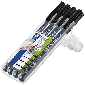 4 STAEDTLER Lumocolor Folienstifte schwarz 0,4 + 0,6 + 1,0 + 2,5 mm permanent von Staedtler