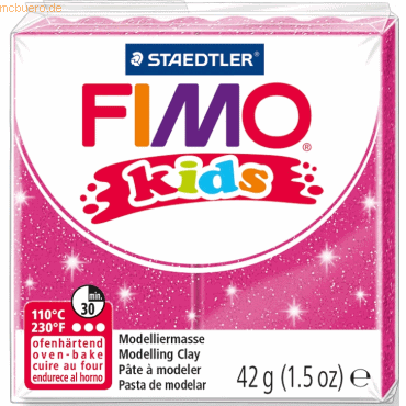 8 x Staedtler Modelliermasse Fimo Kids pink glitter 42g von Staedtler