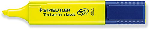 STAEDTLER® Textmarker Textsurfer classic, nachfüllbar, Keilspitze, 1-5 mm, Schreibfarbe: gelb (10 Stück), Sie erhalten 1 Packung á 10 Stück von Staedtler