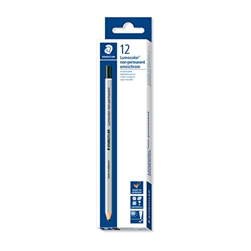 STAEDTLER 108-9 Lumocolor omnichrom Trockenmarker, non-permanent, schwarz, 12 Stück (1er Pack) von Staedtler