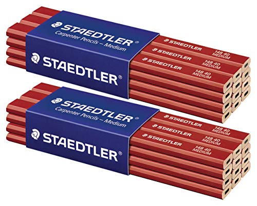 STAEDTLER 148 40 Zimmermann-Bleistift (oval-achtkant, Härtegrad medium, für Strichbreiten von 1-2 mm, ungespitzt, 175 mm lang, hohe Qualität) (24-Pack) von Staedtler