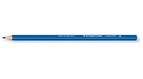 STAEDTLER 157-3 ergo soft Farbstift, ergonomische Dreikantform, rutschfeste Soft-Oberfläche, 12 Stück im Kartonetui, blau von Staedtler