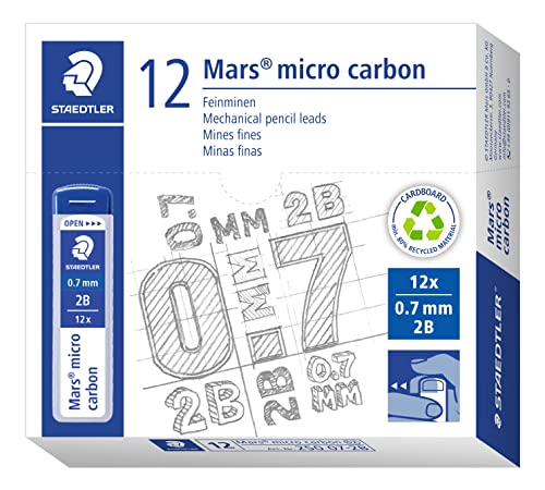 STAEDTLER 250 07-2B Mars Micro Feinminen, Minendurchmesser 0.7 mm, 2B, 12 Stück, graphitgrau STAEDTLER 250 07-2B Mars Micro Feinminen, Minendurchmesser 0.7 mm, 2B, 12 Stück, graphitgrau von Staedtler