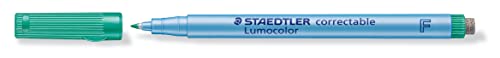 STAEDTLER 305 F-5 Lumocolor correctable Folienstift F-Spitze, circa 0.6 mm, 10 Stück im Kartonetui, grün von Staedtler