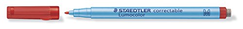 STAEDTLER 305 M-2 Lumocolor correctable Folienstift M-Spitze, circa 1.0 mm, 10 Stück im Kartonetui, rot von Staedtler