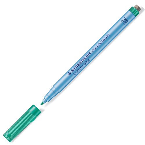 STAEDTLER 305 M-5 Lumocolor correctable Folienstift M-Spitze, circa 1.0 mm, 10 Stück im Kartonetui, grün von Staedtler