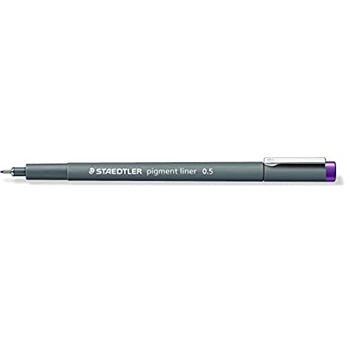 STAEDTLER 308 05-6 VE Pigment Liner (Fineliner mit hochwertiger Pigmenttinte, wasserfest, lichtbeständig, dokumentenecht, Linienbreite 0,5 mm, Etui mit 10 Pigment Linern) violett von Staedtler