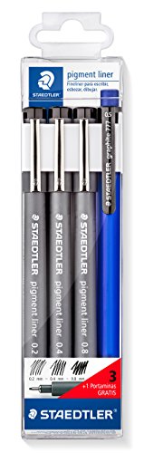 STAEDTLER 308 S1WP3 3 schwarze Marker + 1 gratis Druckbleistift, schwarz von Staedtler