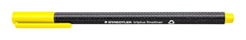 STAEDTLER 334-1 Triplus Fineliner (Dreikant, Superfeine, Metallgefasste Spitze, Linienbreite ca. 0,3 mm, 10 Stück) gelb von Staedtler