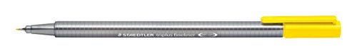 STAEDTLER 334-1 Triplus Fineliner (Dreikant, Superfeine, Metallgefasste Spitze, Linienbreite ca. 0,3 mm, 10 Stück) gelb von Staedtler