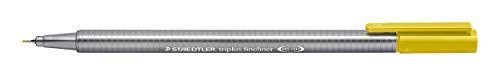 STAEDTLER 334-14 Fineliner triplus (ergonomische Dreikantform, hohe Qualität, superfeine Spitze, Linienbreite 0,3 mm, Set mit 10 Stück) senfgelb von Staedtler