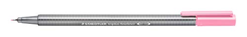 STAEDTLER 334-21 Triplus Fineliner (Dreikant, Superfeine, Metallgefasste Spitze, Linienbreite ca. 0,3 mm, 10 Stück) hellrosa von Staedtler
