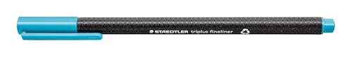 STAEDTLER 334-34 Triplus Fineliner (Dreikant, Superfeine, Metallgefasste Spitze, Linienbreite ca. 0,3 mm, 10 Stück) aquablau von Staedtler