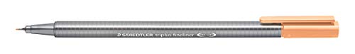 STAEDTLER 334-43 Triplus Fineliner (Dreikant, Superfeine, Metallgefasste Spitze, Linienbreite ca. 0,3 mm, 10 Stück) hellorange von Staedtler