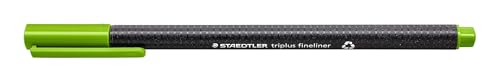 STAEDTLER 334-51 Triplus Fineliner (Dreikant, Superfeine, Metallgefasste Spitze, Linienbreite ca. 0,3 mm, 10 Stück) gelbgrün von Staedtler