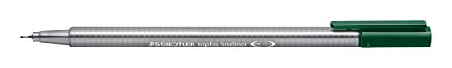 STAEDTLER 334-55 Triplus Fineliner (Dreikant, Superfeine, Metallgefasste Spitze, Linienbreite ca. 0,3 mm, 10 Stück) erdgrün von Staedtler