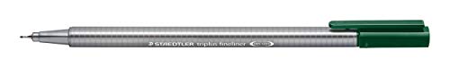 STAEDTLER 334-55 Triplus Fineliner (Dreikant, Superfeine, Metallgefasste Spitze, Linienbreite ca. 0,3 mm, 10 Stück) erdgrün von STAEDTLER