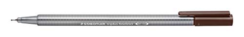 STAEDTLER 334-77 Triplus Fineliner (Dreikant, Superfeine, Metallgefasste Spitze, Linienbreite ca. 0,3 mm, 10 Stück) tabakbraun von Staedtler