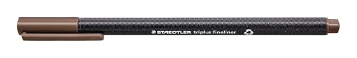 STAEDTLER 334-77 Triplus Fineliner (Dreikant, Superfeine, Metallgefasste Spitze, Linienbreite ca. 0,3 mm, 10 Stück) tabakbraun von STAEDTLER