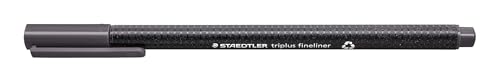 STAEDTLER 334-8 Triplus Fineliner (Dreikant, Superfeine, Metallgefasste Spitze, Linienbreite ca. 0,3 mm, 10 Stück) grau von STAEDTLER