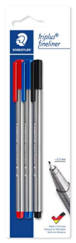 STAEDTLER 334-S BK3 Fineliner triplus sortiert, 3 ST, dreikant, 0.3 mm, Blisterkarte von Staedtler