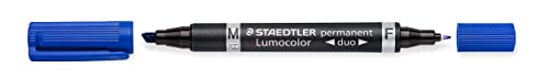 STAEDTLER 348-3 Lumocolor Zweispitzmarker permanent, 10 Stück, blau von Staedtler