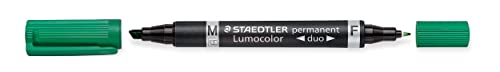 STAEDTLER 348-5 Lumocolor Zweispitzmarker permanent, 10 Stück, grün von Staedtler