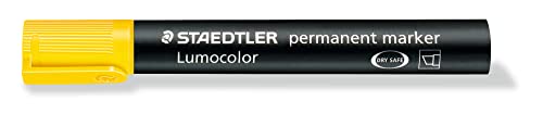 STAEDTLER 350-1 Lumocolor Marker permanent Keilspitze, 2 oder 5 mm, 10 Stück, gelb von Staedtler